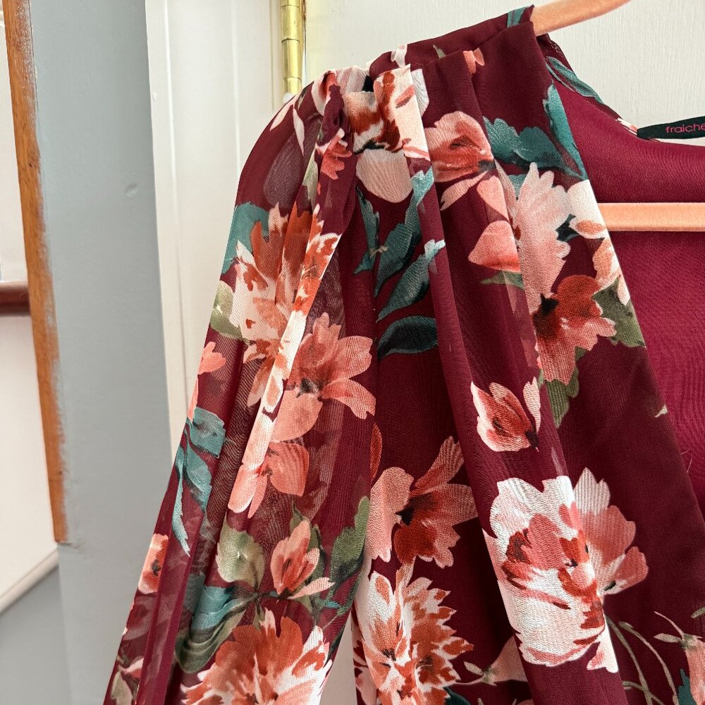 Maroon floral midi dress - Picture 4 of 6